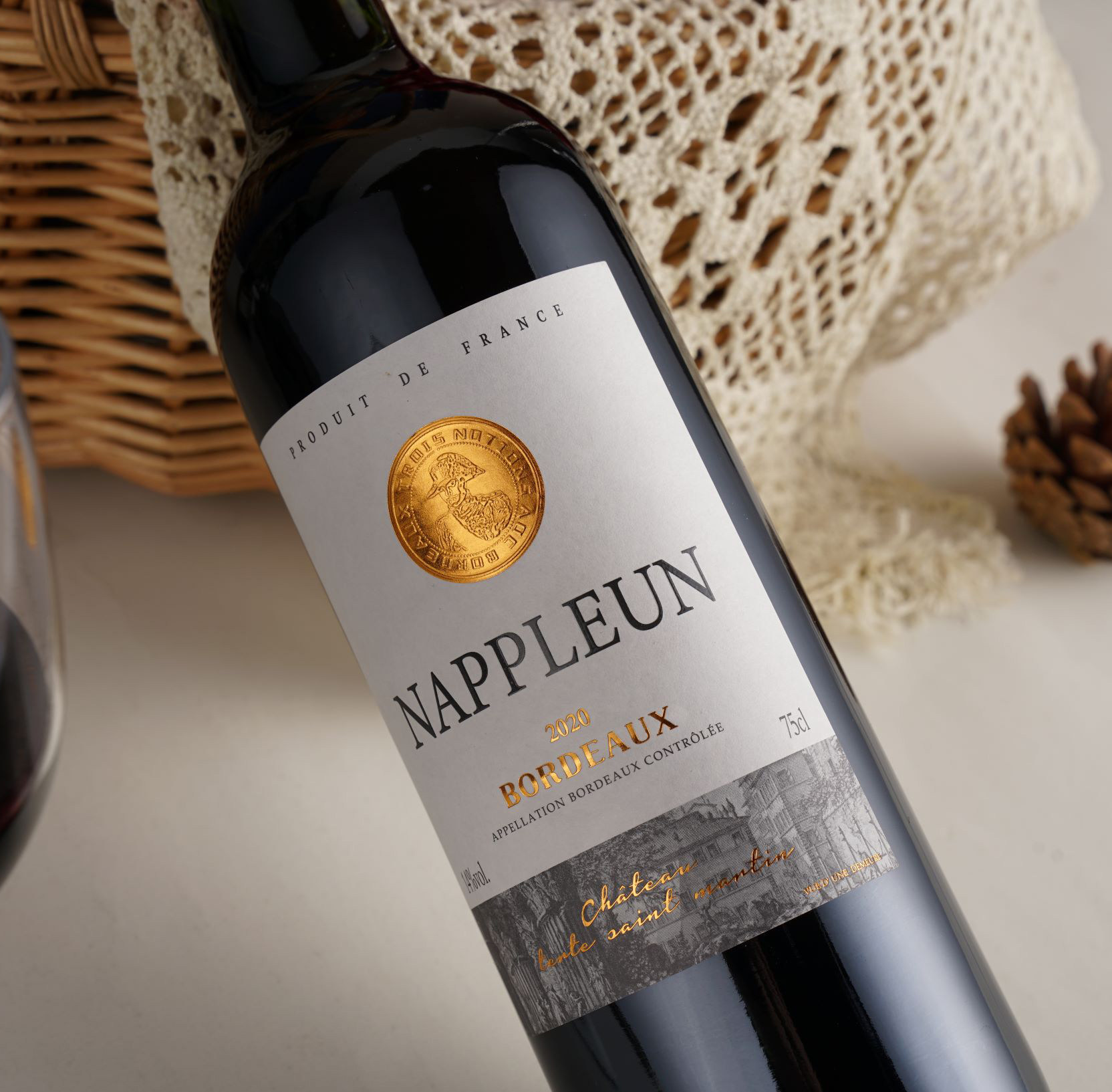 法国波尔多AOCAOP赤霞珠梅洛14度原瓶原装进口葡萄酒干红红酒2020