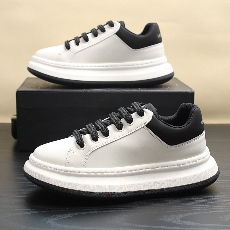 高端小白鞋厚底增高男系带板鞋