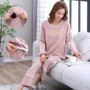 Mùa xuân và mùa hè mới mang thai phụ nữ đồ ngủ đơn giản cotton tháng quần áo bà mẹ sau sinh ra cho con bú phù hợp với dịch vụ nhà cho con bú - Giải trí mặc / Mum mặc bộ đồ mặc cho con bú