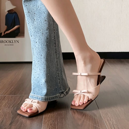 绝美蝴蝶结坡跟凉鞋女夏外穿