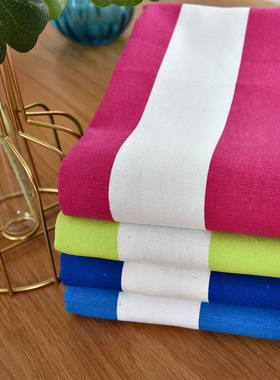 野餐条纹餐桌布餐垫 绿白条纹装饰桌布 帆布甜品台布盖布可定做