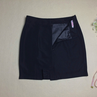 2024年春夏女气质西裙纯色高腰包臀拉链短裙通勤黑色两边后开衩