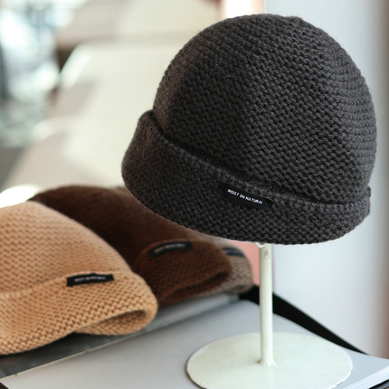 帽范 100羊毛~韩系复古雅痞风字母地主帽秋冬保暖百搭情侣毛线帽