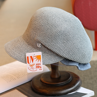 帽范 甜美小裙边~日系压褶顶字母标休闲马术帽春夏出游遮阳鸭舌帽