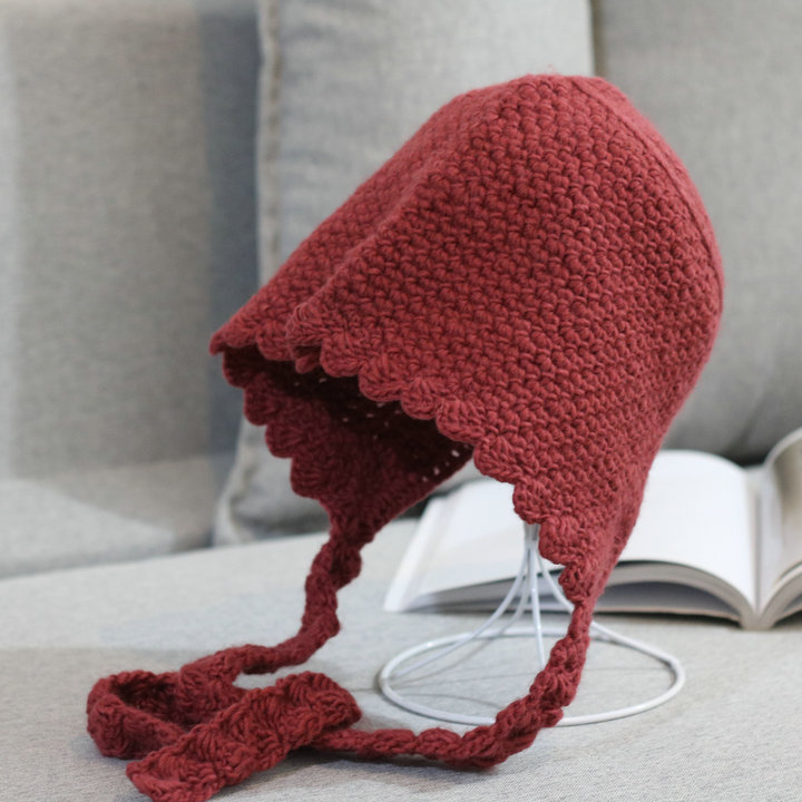 法式复古风系带手工甜美护耳帽