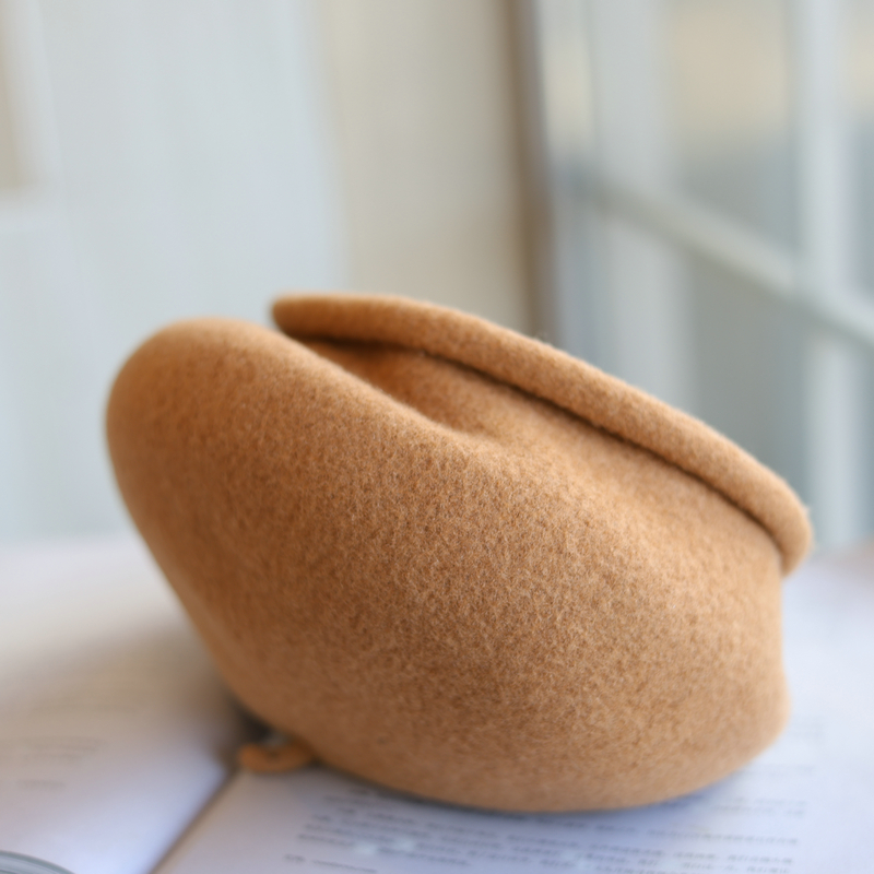 帽范贝雷帽逛街百搭女秋冬卷边