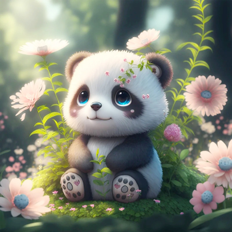 花花5d满钻超美好小熊猫果赖客厅卧室可爱卡通钻石贴画十字绣儿童