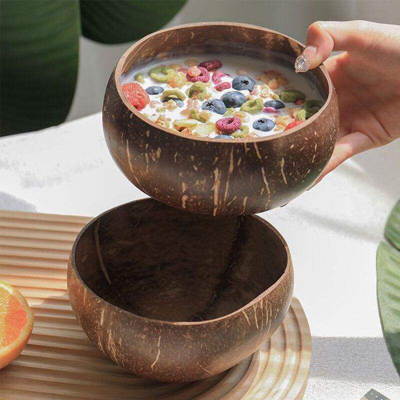 椰子壳碗勺套装椰子碗纯天然高颜值木头碗大酸奶碗过复古椰壳家用