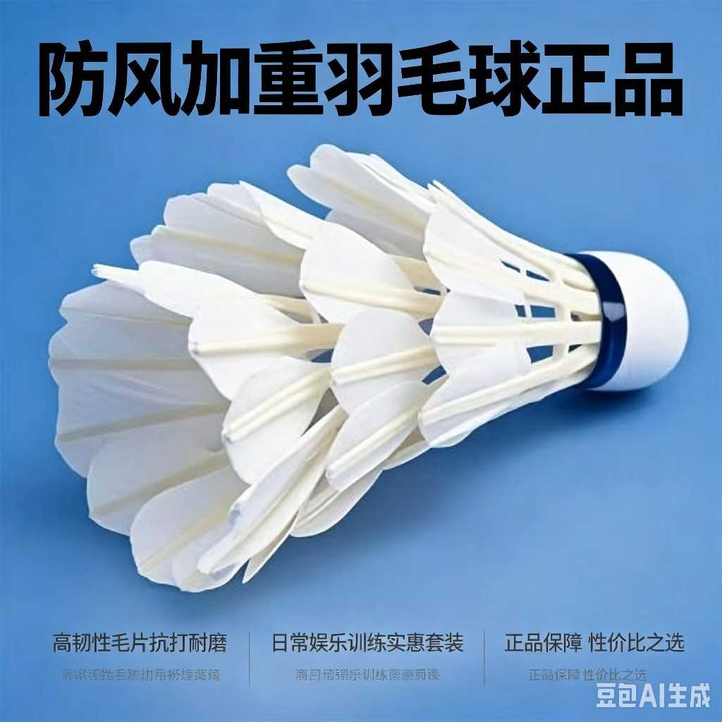 羽毛球12只装耐打不易打烂鹅毛室内室外比赛防风训练用球6只