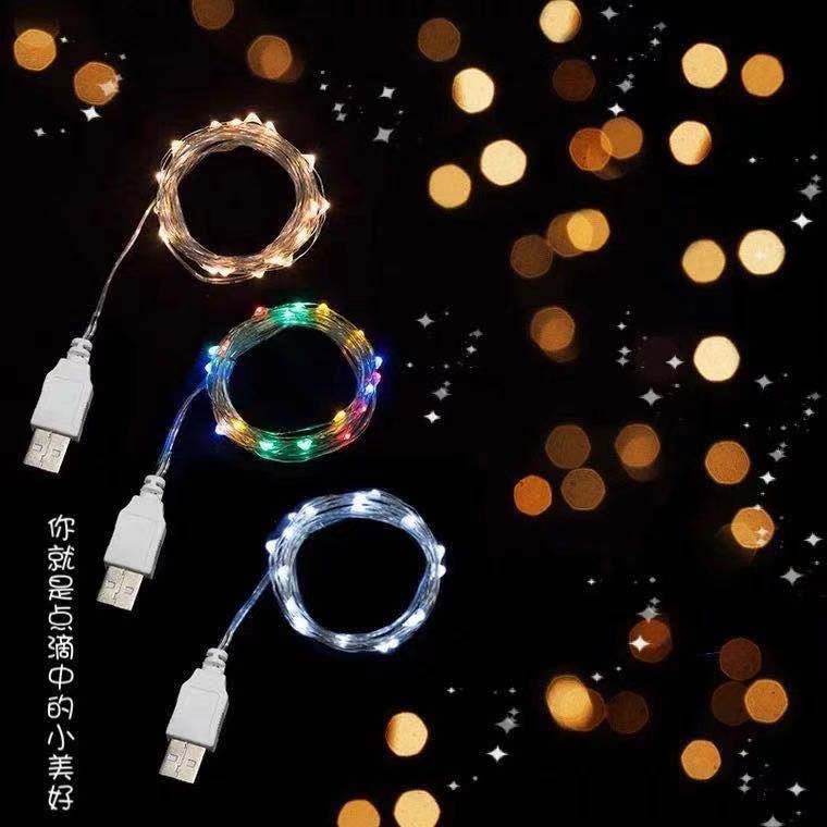 纽扣鲜花插电婚庆圣诞节铜线灯