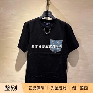 牛仔徽标亮片短袖 英国代购 95折新款 Vuitton路易威登 T恤 Louis