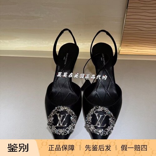 银色徽标搭扣缎面6.5CM高跟凉鞋