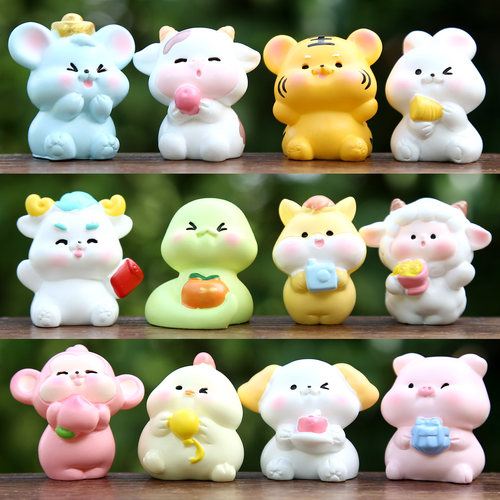 潮玩国潮十二生肖盲盒小摆件