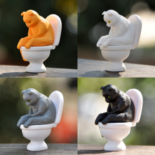 新品日式治愈小猫公仔盲盒创意坐马桶猫咪玩偶蛋糕桌面装饰品摆件