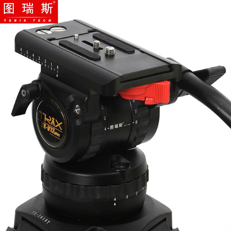 图瑞斯(trix)TX-V12 PLUS三脚架适用液压阻尼摄像云台100mm碗口