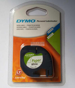 适用DYMO达美标签带TAG 100易可贴色带91201白底黑字打印纸