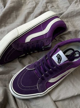 2025秋季紫色低帮男女板鞋百搭复古休闲鞋硫化帆布鞋
