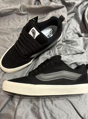 knu skool男女复古休闲百搭运动滑板鞋黑白灰经典低帮胖胖面包鞋