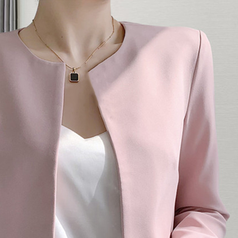 粉色法式短外套女士礼服西装女春秋季新款小西服高级感上衣披肩女