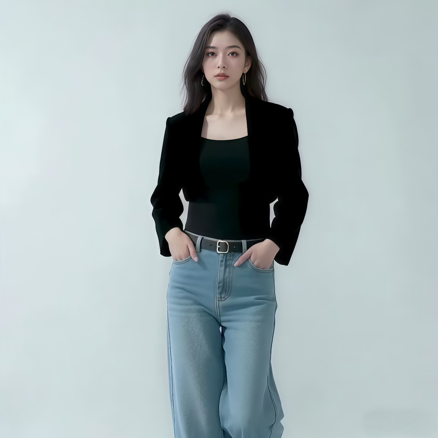 小个子黑色西装气质外套女上衣