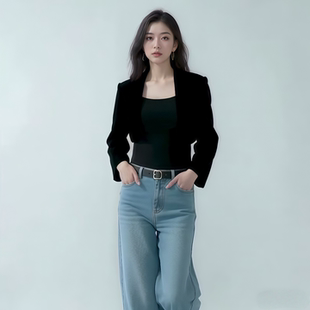 2025秋冬季新款时尚通勤休闲百搭小个子黑色西装气质外套女上衣