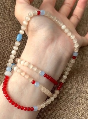 新中式国风猫眼石红玛瑙串珠手链