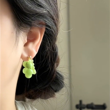 YFEIFEIE新中式复古绿色串珠耳环女高级感小众葡萄耳钉清冷感耳饰