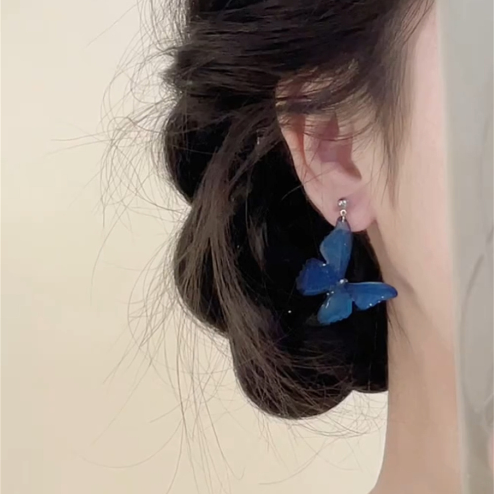新中式小众设计感蓝色蝴蝶耳钉