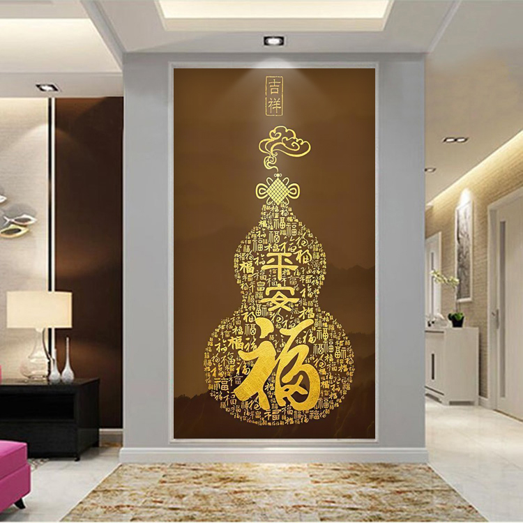 8D卧室客厅玄关隔断环保墙纸葫芦吉祥福字新中式墙布无缝壁布壁画,家装主材,无纺布墙纸,淘宝优惠券,粉丝福利购,淘宝优惠卷