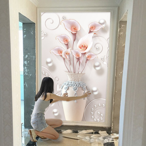欧式玄关壁画壁纸3d8d走廊过道