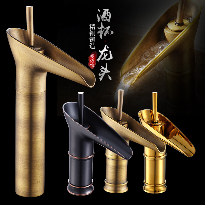 全铜仿古冷热面盆水龙头艺术台上盆洗脸盆水龙头浴室洗手盆水龙头