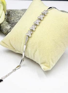 甜美风四叶草礼物银手链