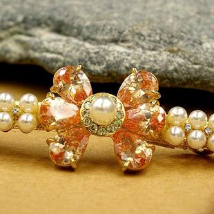 新光饰品珍珠水晶发夹弹簧夹发饰水钻发卡顶夹一字夹头饰头发饰品