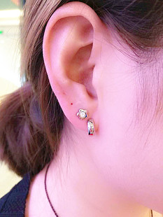 新光饰品双耳洞组合耳钉韩版简约个性唯美水钻镶嵌耳环耳饰