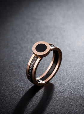 玫瑰金钛钢女戒轻奢简约