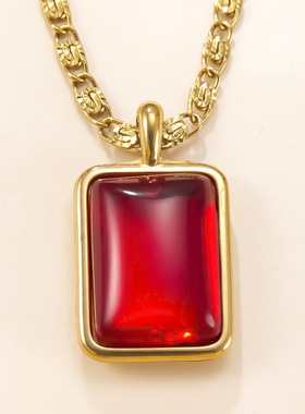 宫廷风方形天然石不锈钢吊坠