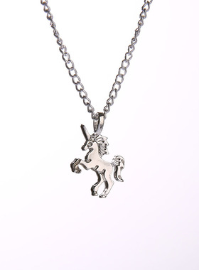 爆款金色银色独角兽项链马合金吊坠锁骨链现货配饰首饰高级感设计