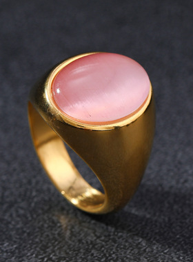 欧美猫眼石钛钢戒指63