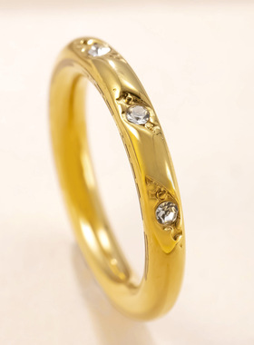 跨境热卖钛钢微镶钻情侣对戒