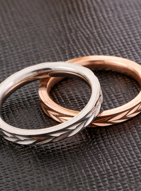 欧美简约玫瑰金钛钢戒指