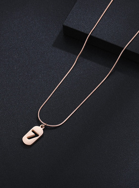 幸运数字7玫瑰金项链1