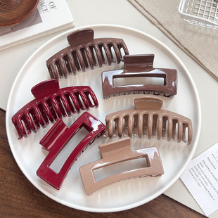 新款软硅胶发夹大号方形龙骨鲨鱼夹后脑勺发量多盘发抓夹发饰女