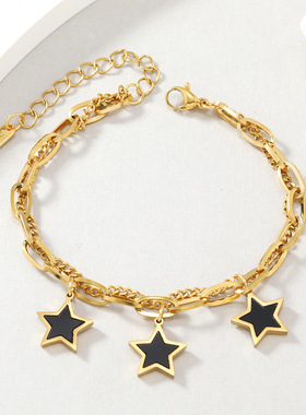 韩版18K金滴油星星蝴蝶钛钢手