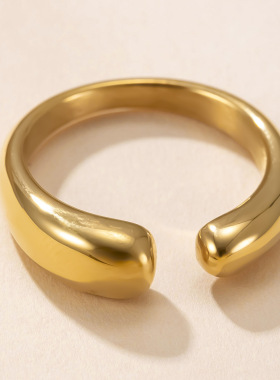 跨境钛钢食指戒指镀18K金