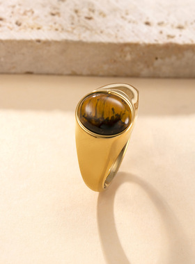 跨境专供不锈钢天然石情侣戒指