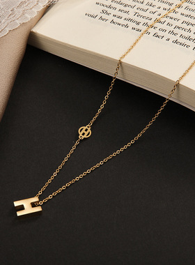 k金色字母H钛钢项链61