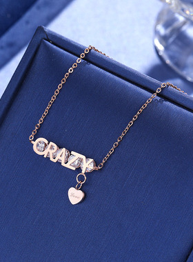 钛钢玫瑰金爱心项链16