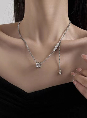 欧美钛钢镂空流苏项链