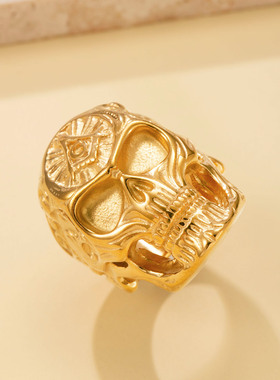 欧美骷髅头朋克钛钢戒指