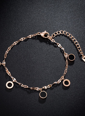 新款韩版玫瑰金黑贝手链